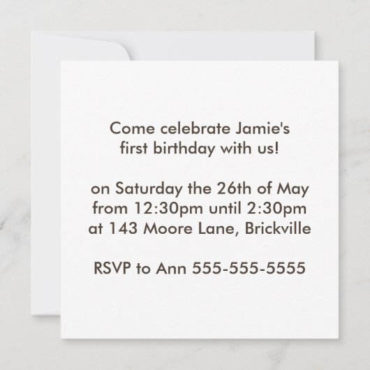 だれが1匹の誕生日のパーティの招待状を回しているか見て下さい 招待状 (裏面)