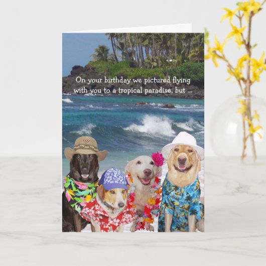 だれでものためのおもしろい犬の誕生日 カード (黄色い花)