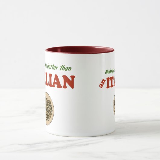 だれもイタリア人よりよく調理しません マグカップ (中央)