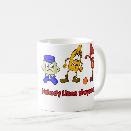 だれもマヨネーズを好みません コーヒーマグカップ (正面右)