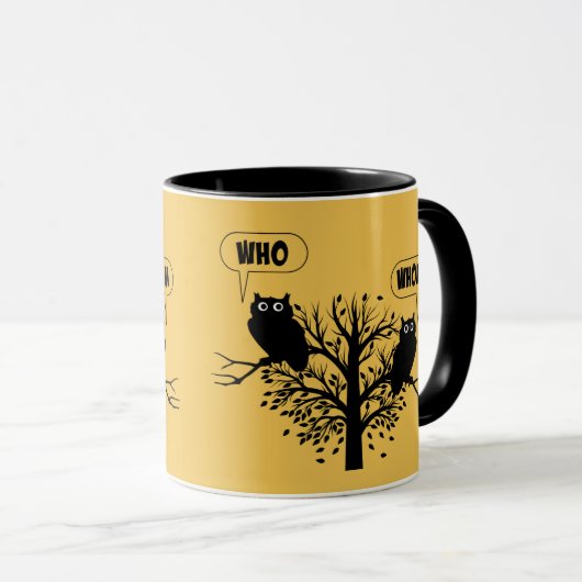 だれ文法ユーモアのフクロウか マグカップ (正面右)