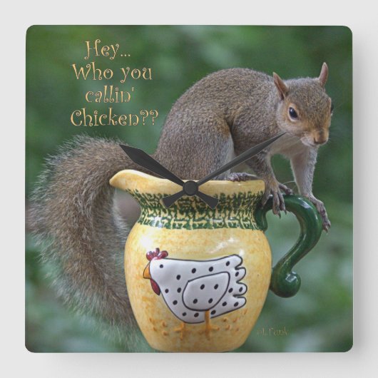 だれcallinの鶏か。 スクエア壁時計 (正面)