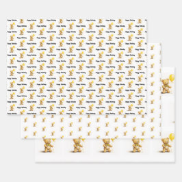 ちいさなクマ、テディベア、誕生日、ベビーシャワー、 ラッピングペーパーシート