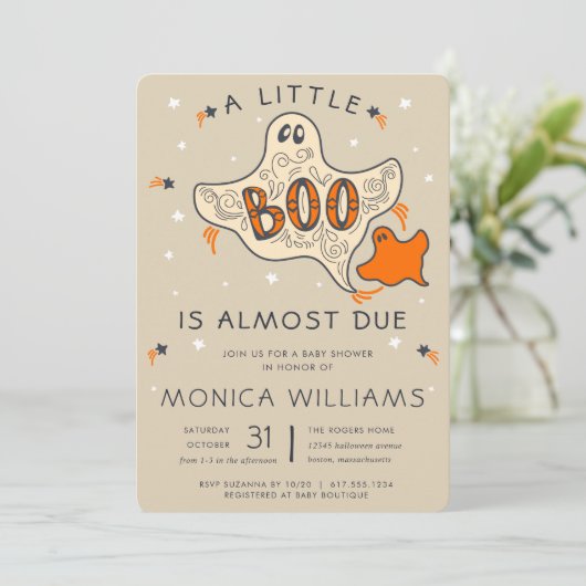 ちいさなブー |ハロウィーンのベビーシャワー 招待状 (スタンド正面)