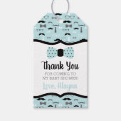 ちっちゃい人ありがとうタグ、青、黒、蝶ネクタイ ギフトタグ (正面)