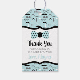 ちっちゃい人ありがとうタグ、青、黒、蝶ネクタイ ギフトタグ