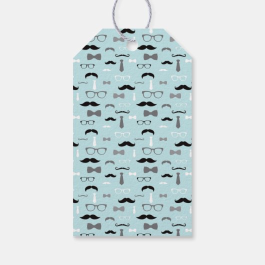 ちっちゃい人ありがとうタグ、青、黒、蝶ネクタイ ギフトタグ (裏面)