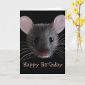 ちっぽけなマウスのハッピーバースデーの挨拶状 カード (黄色い花)