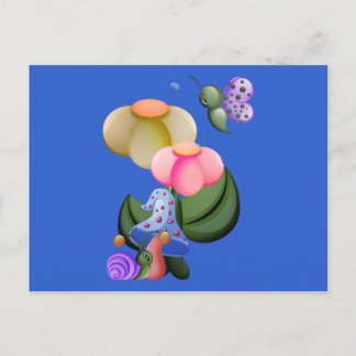 ちっぽけな眺めのかたつむり及び蝶 ポストカード