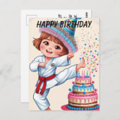 ちびが誕生日ケーキを蹴る ポストカード (正面/裏面)