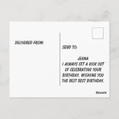 ちびが誕生日ケーキを蹴る ポストカード (裏面)