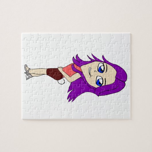 ちびの女の子にウサギのしっぽ ジグソーパズル (横)