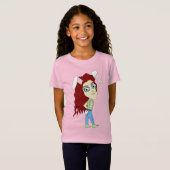 ちびウサギ娘の親指立てたポーズ Tシャツ (正面フル)