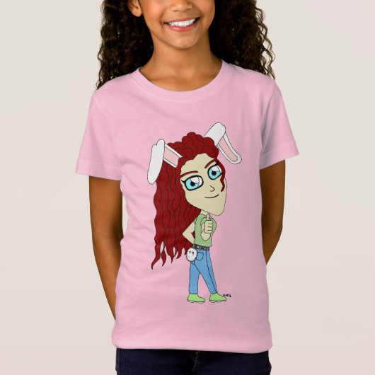 ちびウサギ娘の親指立てたポーズ Tシャツ (正面)