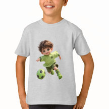 ちびキャラアニメ少年サッカー選手キッズTシャツ