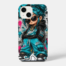 ちびキャラヒップホップガールのiPhoneカバー iPhone 14ケース