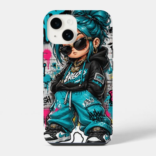 ちびキャラヒップホップガールのiPhoneカバー iPhoneケース (裏面)