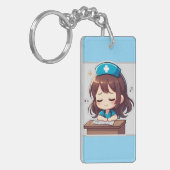 ちびキャラ看護師 - ちょっと疲れた キーホルダー (正面左)