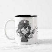 ちびキャラ看護師 - 医療パワー ツートーンマグカップ (左)