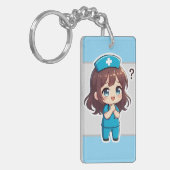 ちびキャラ看護師 - 疑問の瞬間 キーホルダー (正面左)