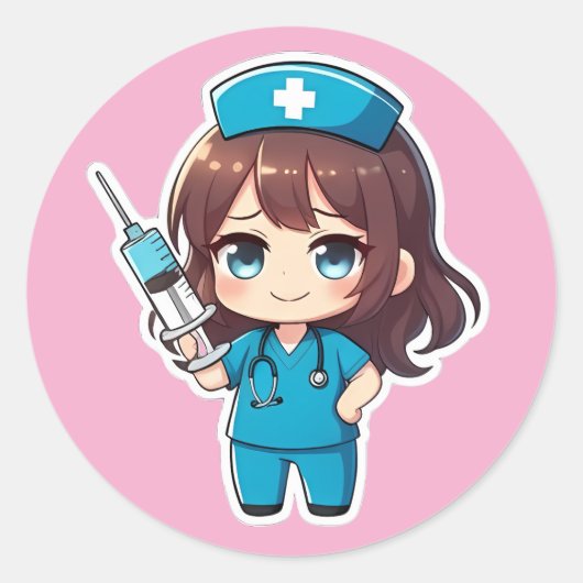 ちびキャラ看護師 2.0 - 精密ケア ラウンドシール (正面)