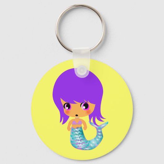 ちびキャラ魔法の人魚紫髪 キーホルダー (正面)