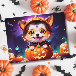 ちびキャラ アニメ風 ハロウィン ドッグ ポストカード