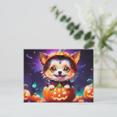 ちびキャラ アニメ風 ハロウィン ドッグ ポストカード (スタンド正面)