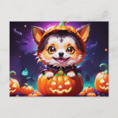 ちびキャラ アニメ風 ハロウィン ドッグ ポストカード (正面)