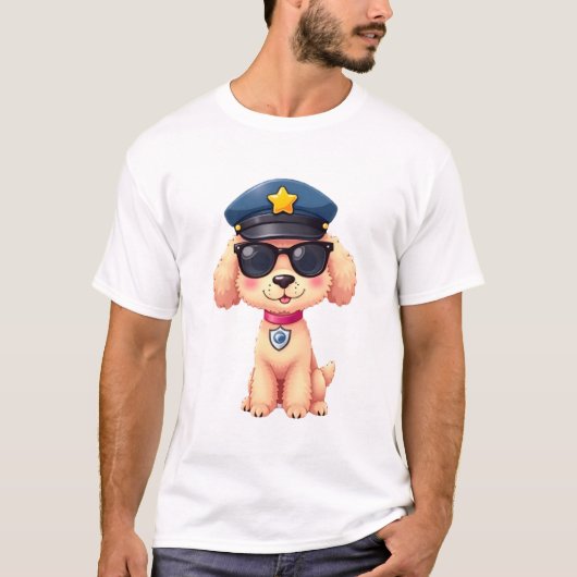 ちびキャラ アニメ ポリス プードル 犬 Tシャツ (正面)