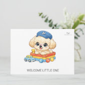 ちびトイプードルの洗礼の招待状 おめでとう Little One 招待状 (スタンド正面)