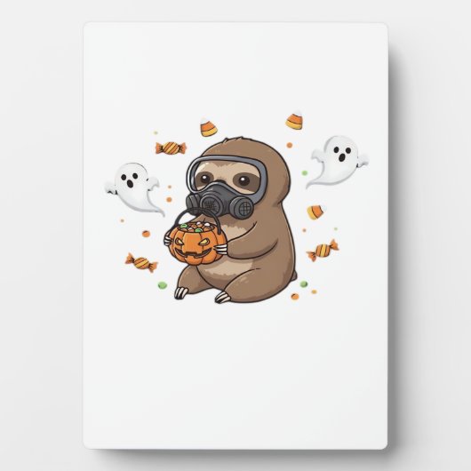 ちびナマケモノの防護服ハロウィンオーバーサイズTシャツ フォトプラーク (正面)