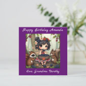 ちびフェアリーの誕生日 |ぬりえページ カード (スタンド正面)