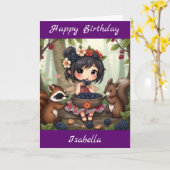 ちびフェアリーの誕生日 |ぬりえページ カード (黄色い花)