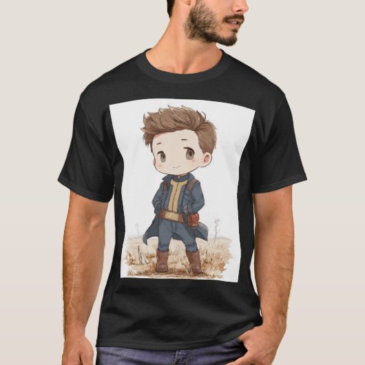 ちび保管庫住人 廃墟の冒険者 | かわいいレトロフューチャー Tシャツ (正面)