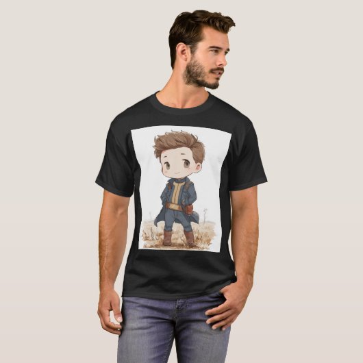 ちび保管庫住人 廃墟の冒険者 | かわいいレトロフューチャー Tシャツ (正面フル)