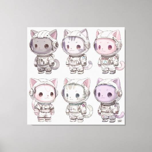 ちび宇宙飛行士子猫 かわいいクルー キャンバスプリント (正面)