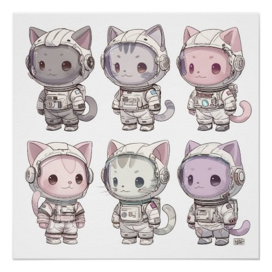 ちび宇宙飛行士子猫 かわいいクルー ポスター (正面)