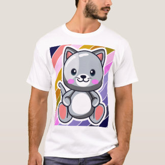 ちび猫のかわいいアニメアート Tシャツ