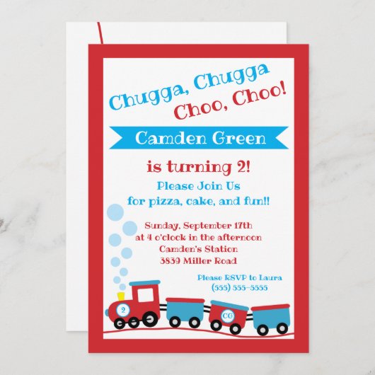 ちゅうがちょうちょう、列車誕生会のお招き 招待状 (正面/裏面)