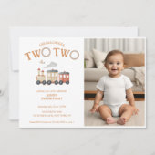 ちゅんが・ツー・ツー列車の2歳の誕生日写真 招待状 (正面)