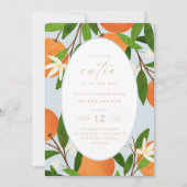 ちょいカワ | 現代的なブルー ニュートラル ベビーシャワー 招待状 (正面)