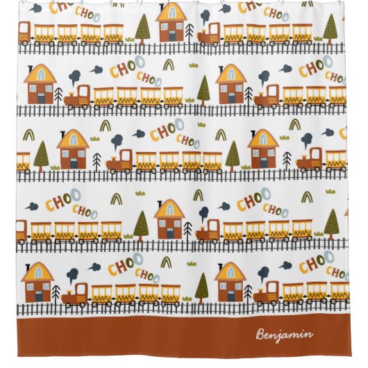 ちょうちょうちゃん型の小さな子どもの名前バスルーム シャワーカーテン (正面)