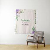 ちょうちょのキス 紫の花 ベビーシャワー タペストリー (インサイチュ)