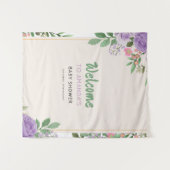 ちょうちょのキス 紫の花 ベビーシャワー タペストリー (正面(横))