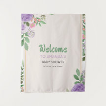 ちょうちょのキス 紫の花 ベビーシャワー