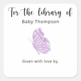 ちょうちょのベイビーシャワーブックプレート、赤ちゃんのための本 スクエアシール