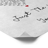 ちょうどあなたがグレーのハートソング歌詞プリント ポスター (角)