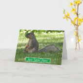 ちょうどここにこ考えこに座って、リス カード (黄色い花)