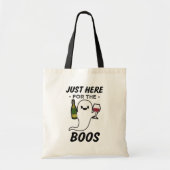 ちょうどここにブーイングのおもしろいなワインのハロウィンのバッグのために トートバッグ (正面)